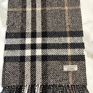 Burberry Black and Tan Plaid Scarf